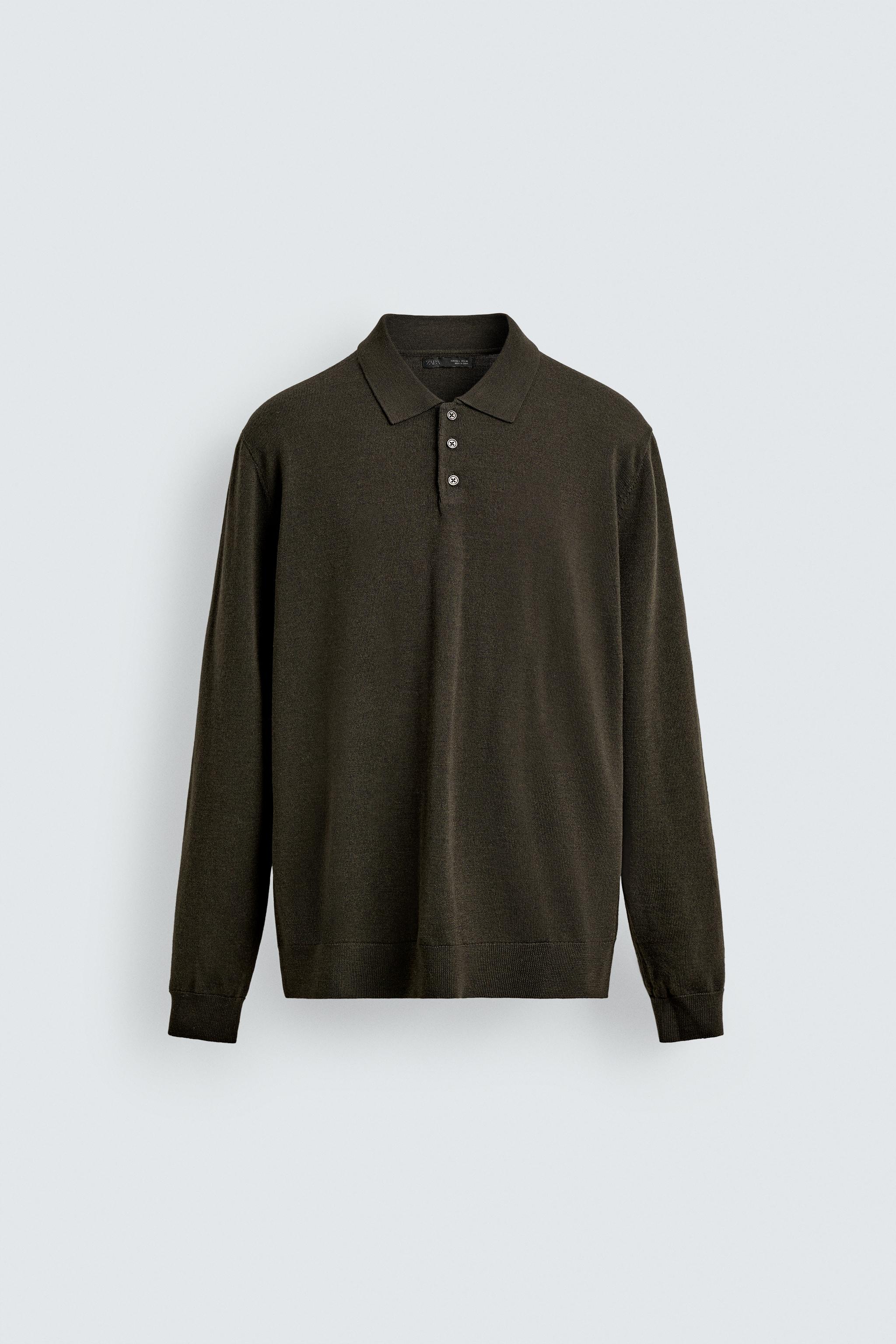 WOOL KNIT POLO SHIRT - Dark khaki | ZARA United States