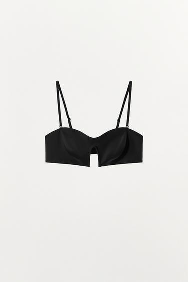 Zara GRUDNJAK OD MEŠAVINE POLIAMIDA SA APLIKACIJOM – Crna