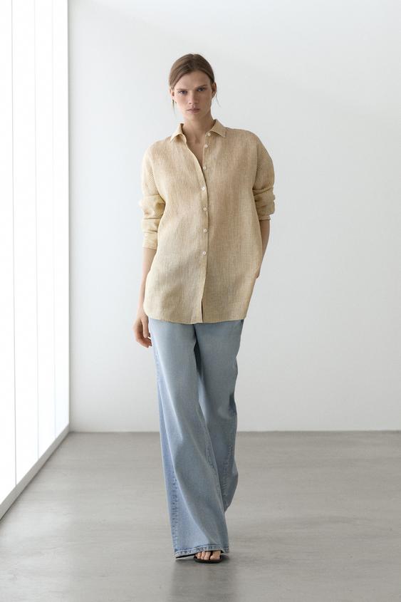 100% linen striped shirt from Zara - $130