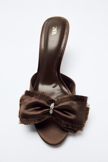 SATIN EFFECT HEELS - Chocolate Brown by Zara