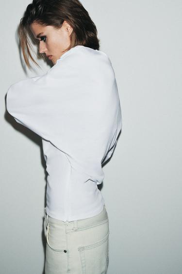 HEAVY COTTON LONG SLEEVE T-SHIRT - White by Zara