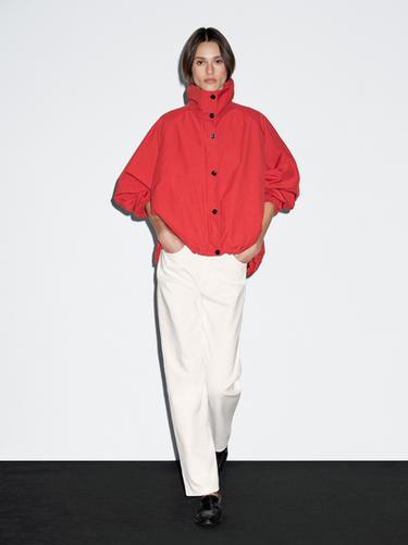 Zara High neck bomber puff jacket - Red - Image 0