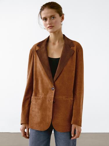 Americana fluida piel ante - Visón oscuro de Zara