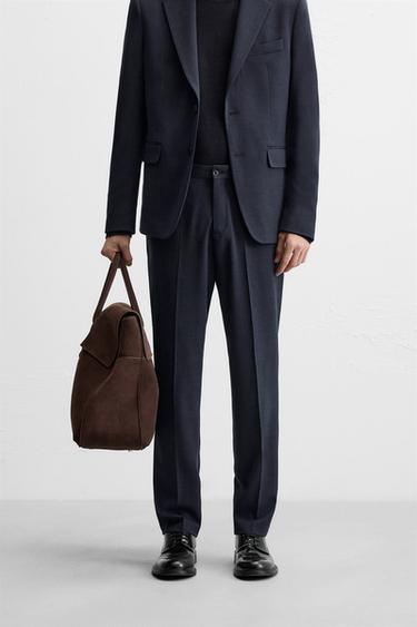 Zara STRUCTURED SUIT PANTS - Bluish
