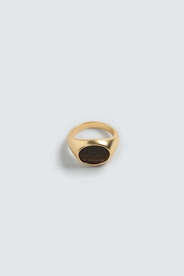 STONE SIGNET RING - Gold by Zara - Image 4