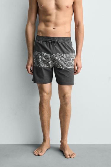 MAILLOT DE BAIN LONG À IMPRIMÉ FLORAL - Bleu marine de Zara - Image 1