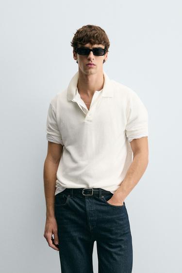 POLO PUNTO LINO - ALGODÓN - Blanco de Zara