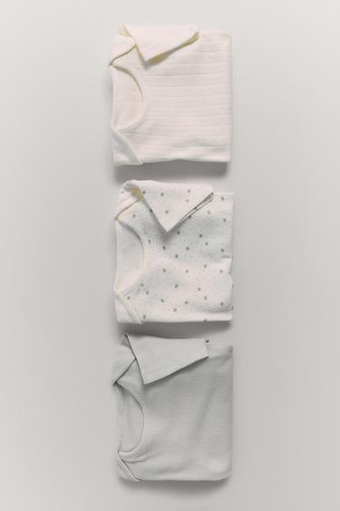 3-PACK OF SHORT SLEEVE BODYSUITS WITH TWIG PRINT - Ecru by Zara