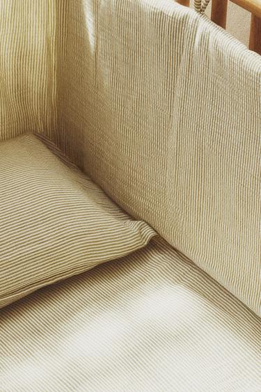 TOUR DE LIT BÉBÉ LIT BÉBÉ GAZE RAYURES - Vert de Zara - Image 5