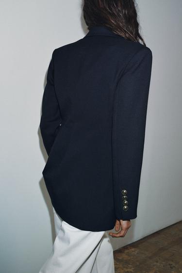 VESTE AJUSTÉE BOUTONS ZW COLLECTION - Bleu marine foncé de Zara - Image 2