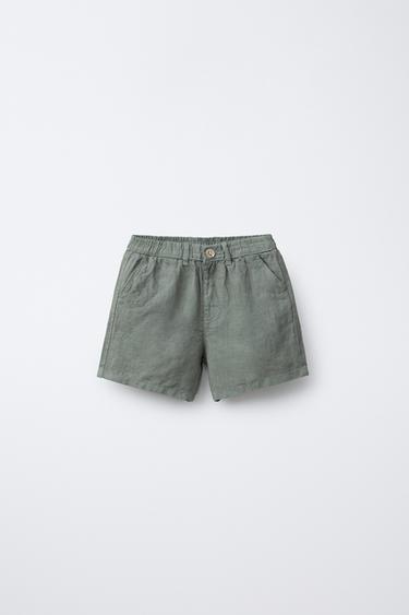 100% LINEN BERMUDA SHORTS - Petrol blue by Zara