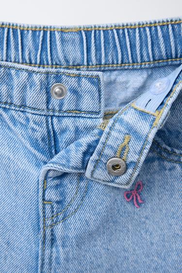 JUPE-CULOTTE EN JEAN AVEC LACETS - Bleu clair de Zara - Image 2
