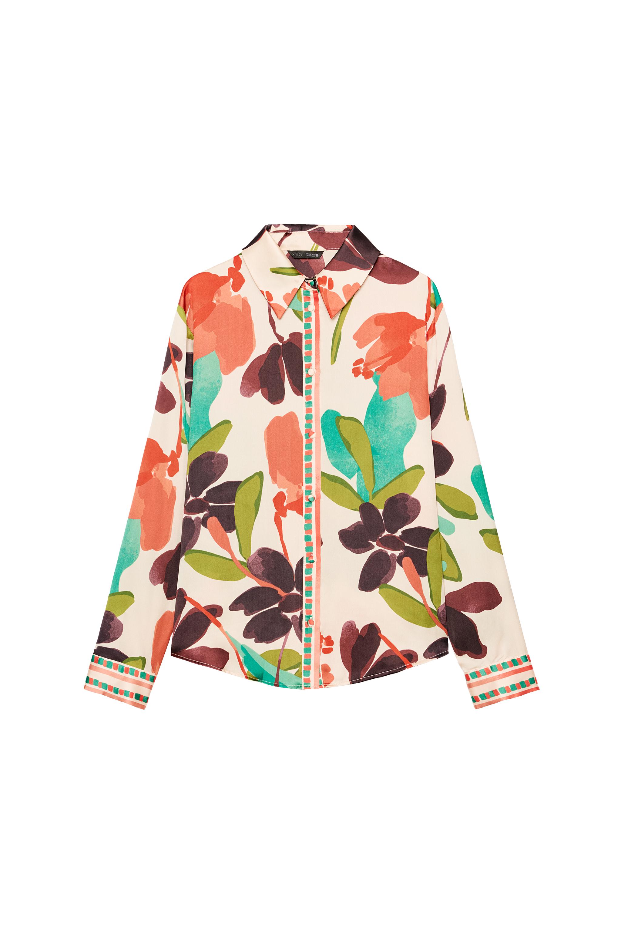 FLORAL PRINT SATIN EFFECT SHIRT - Multicolored | ZARA Canada