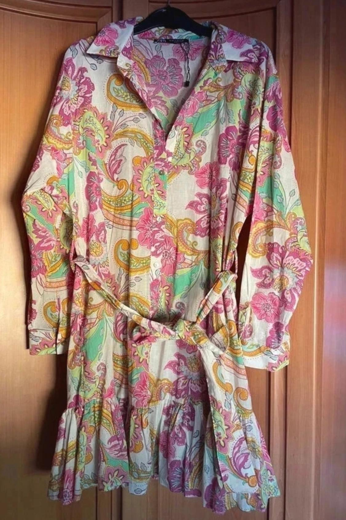 PRINTED DRESS WITH BELT - Image 5