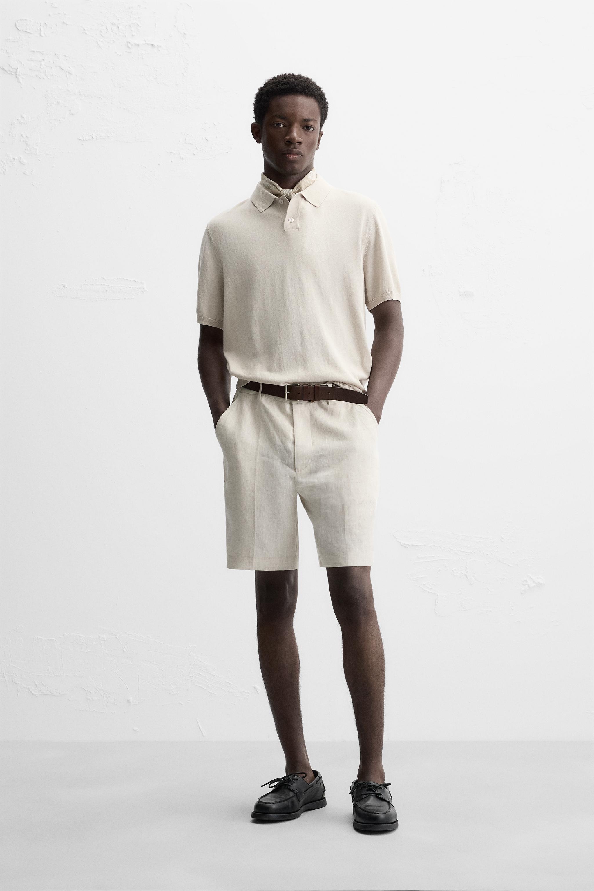 リネン100％ バミューダパンツ - ネイビーブルー | ZARA Japan