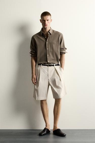 برمودا WIDE FIT بكسرات - بيج الخاص بـ Zara