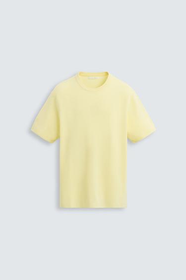 T-SHIRT EN MAILLE RELAXED FIT - Jaune de Zara