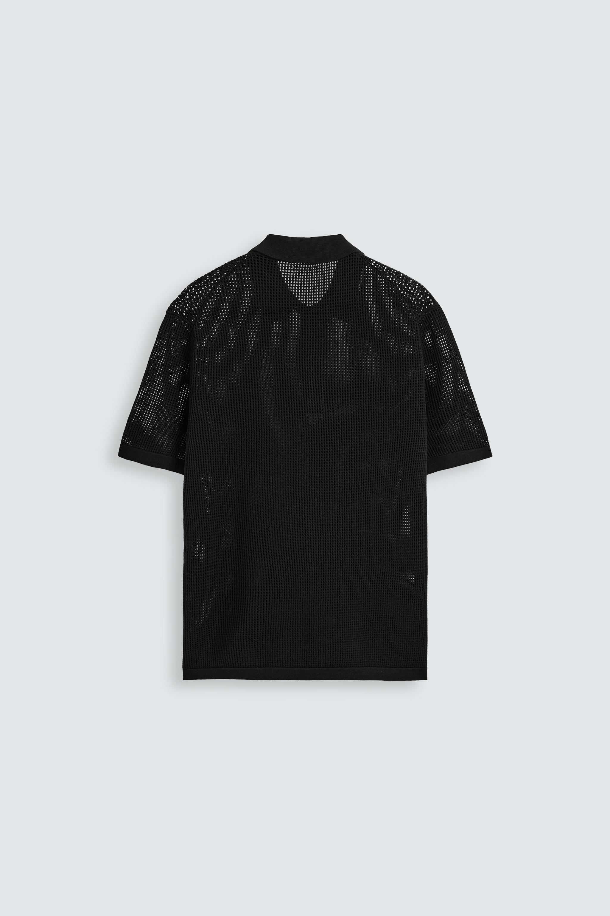 OPENWORK KNIT POLO SHIRT - Black | ZARA South Africa