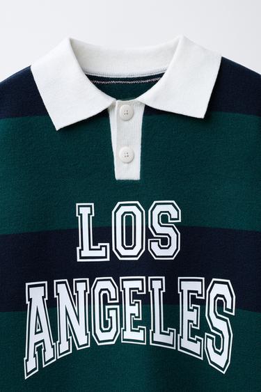 PULL POLO EN MAILLE VARSITY À RAYURES - Raie verte de Zara - Image 2