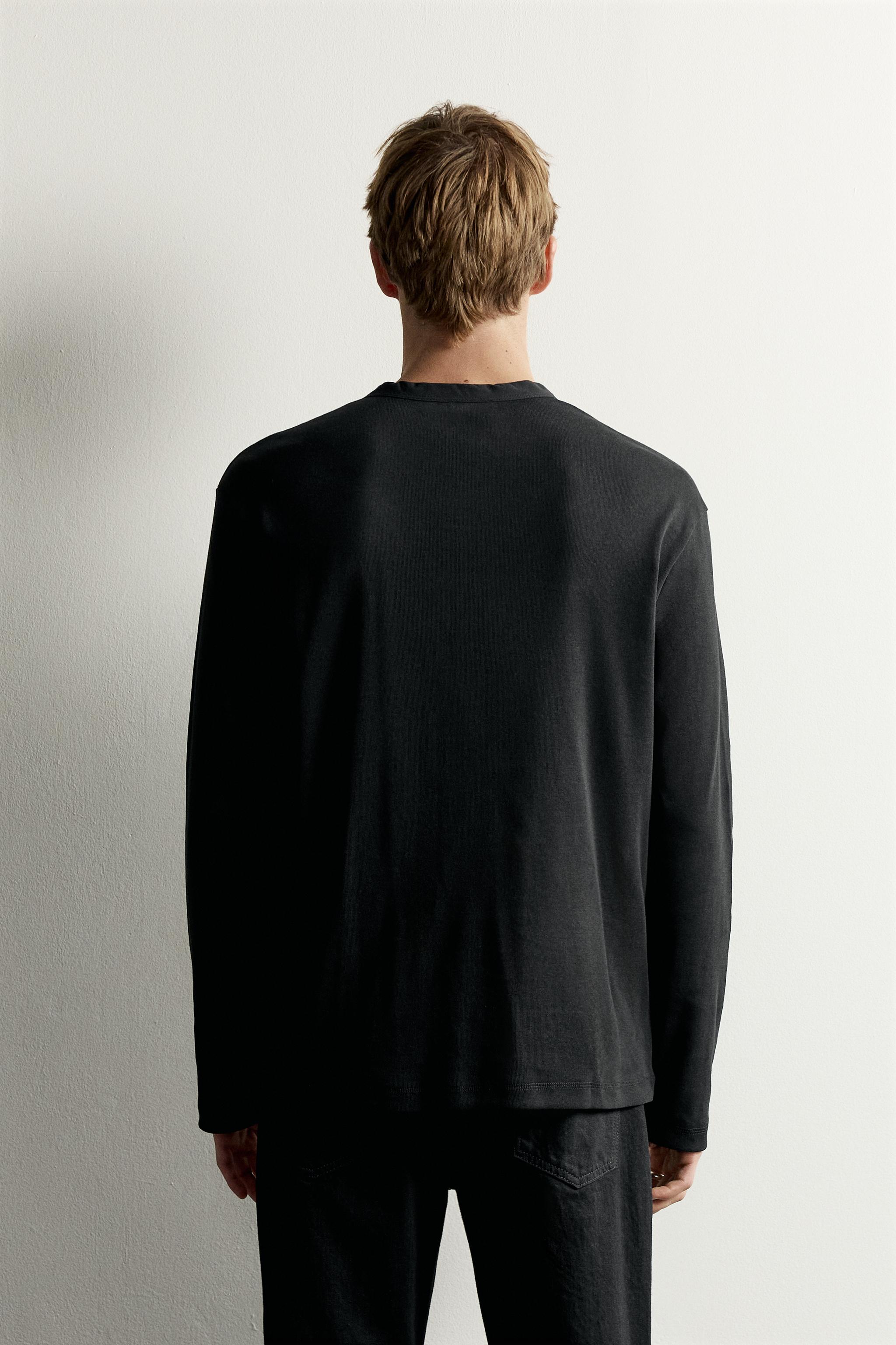 Мужские футболки Zara RELAXED FIT HENLEY T-SHIRT — фото 3
