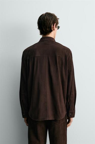 CHEMISE EN DAIM - Chocolat de Zara - Image 2