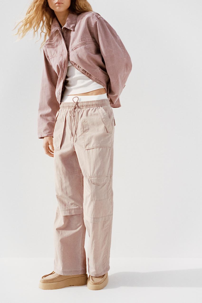 WASHED EFFECT CARGO PANTS - Chalk pink
