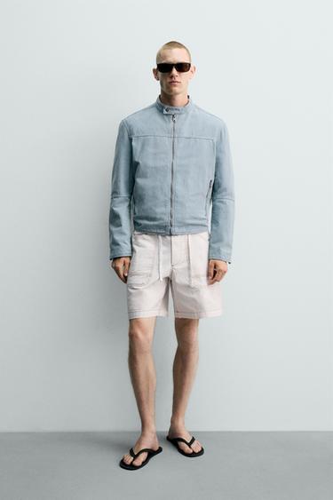 BERMUDA RELAXED FIT PESPUNTES CONTRASTE - Blanco roto de Zara