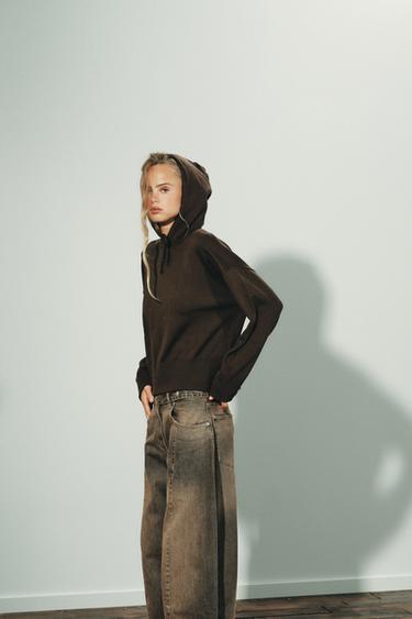 KNIT HOODIE - Brown by Zara - Image 4