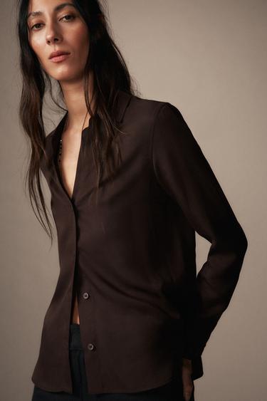 Zara ZW COLLECTION FLOWY SHIRT - Brown