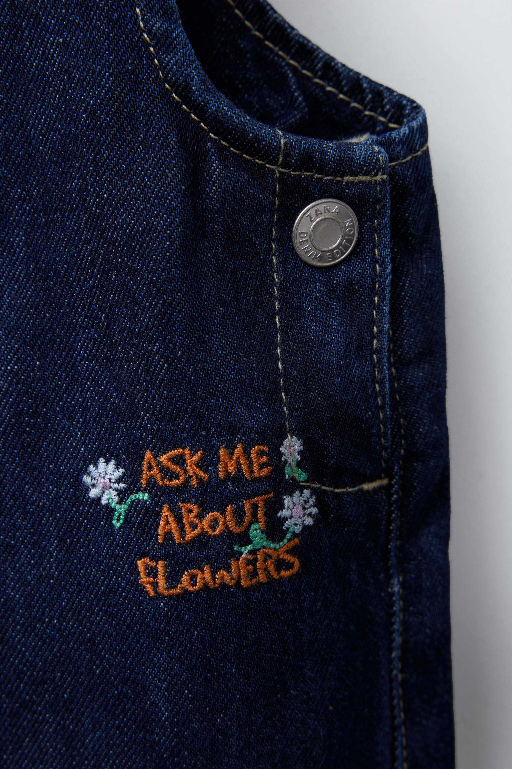 刺繍入りデニムオーバーオール - ブルー | ZARA Japan / 日本