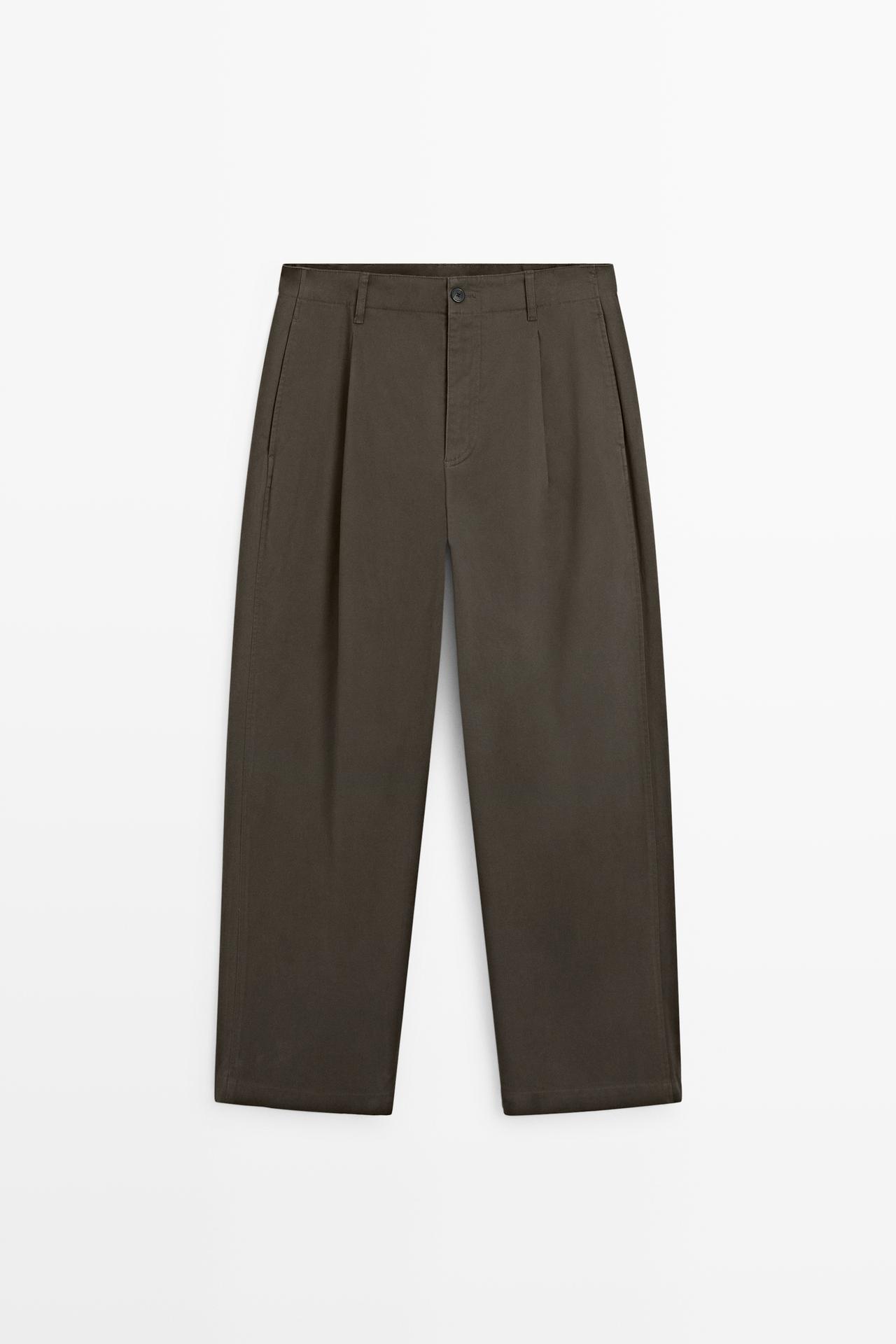 Barrel fit pants with dart detail — Khaki