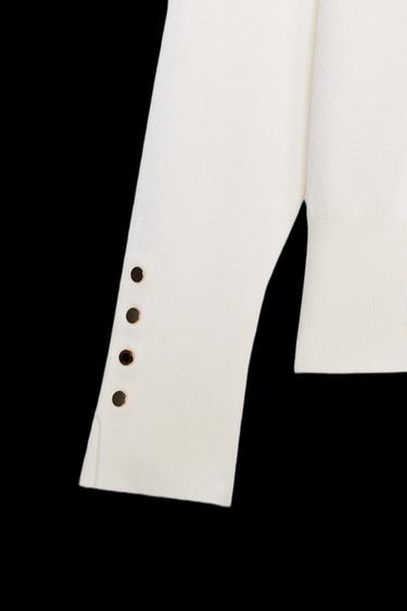 Zara BASIC PLAIN KNIT JUMPER - Ecru