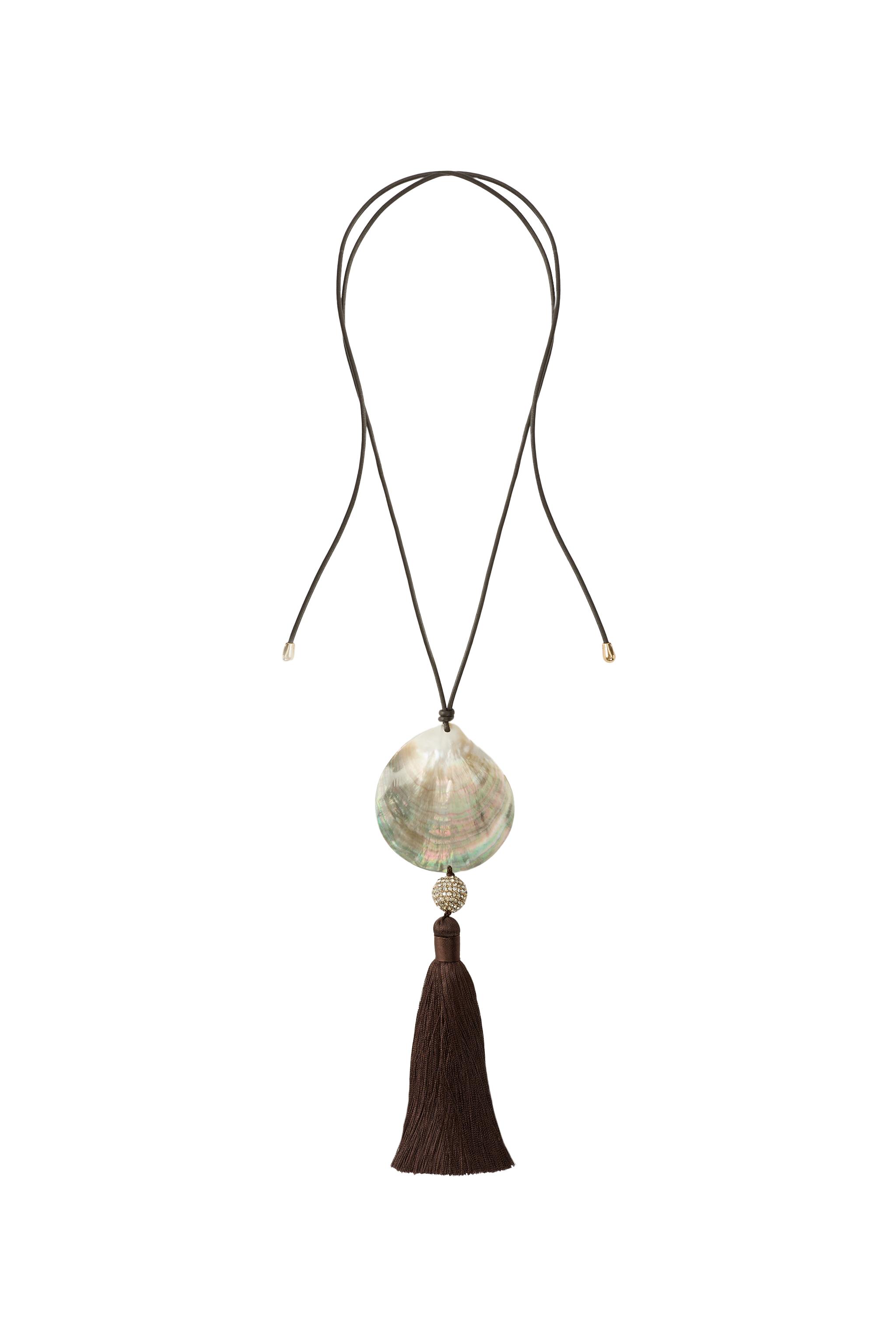 アースシェイカーSHARAネックレス SHIMMER SHELL CORD NECKLACE MARISA BERENSON X ZARA - Black | ZARA