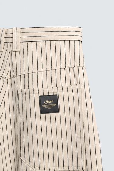 SHORT RELAXED FIT À RAYURES TENNIS - Écru de Zara - Image 9