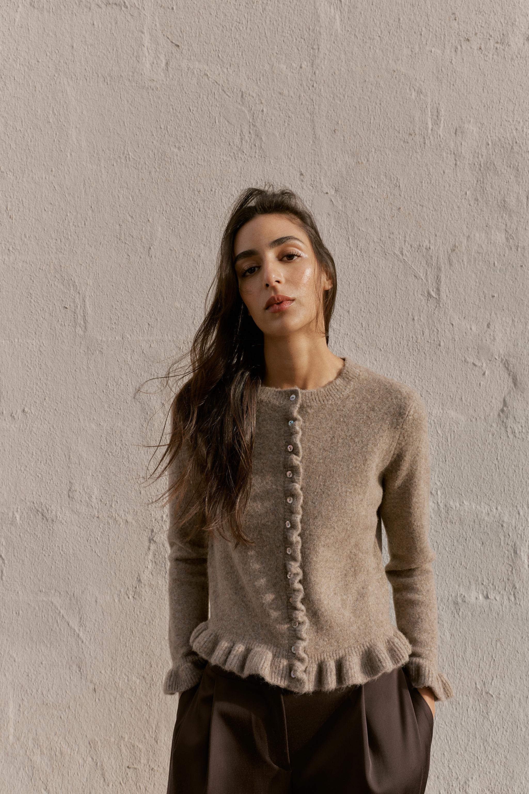 RUFFLED CARDIGAN - Mink | ZARA United States