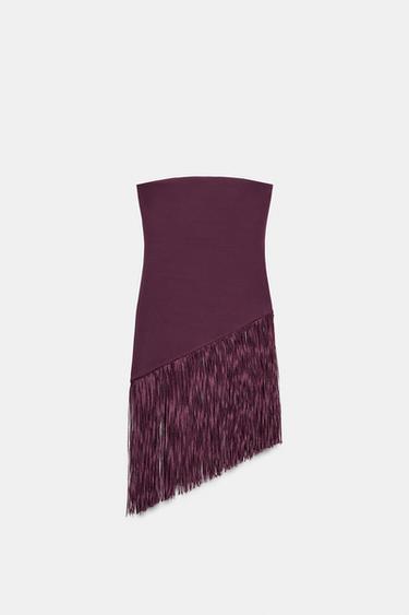 TOP BANDEAU STRETCH FRANGES - Pourpre de Zara - Image 6