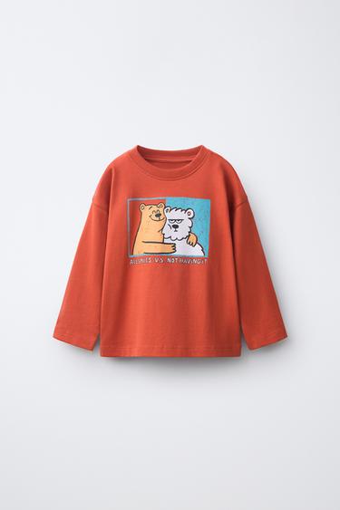 CAMISETA ESTAMPADO ANIMALES - Granate claro de Zara - Imagen 0