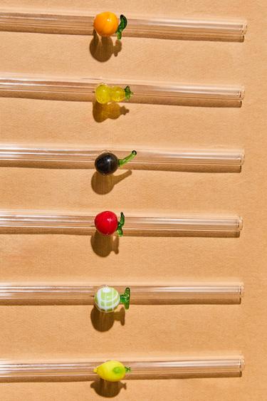PACK OF GLASS STRAWS WITH FRUIT FIGURES (PACK OF 6) -  by Zara