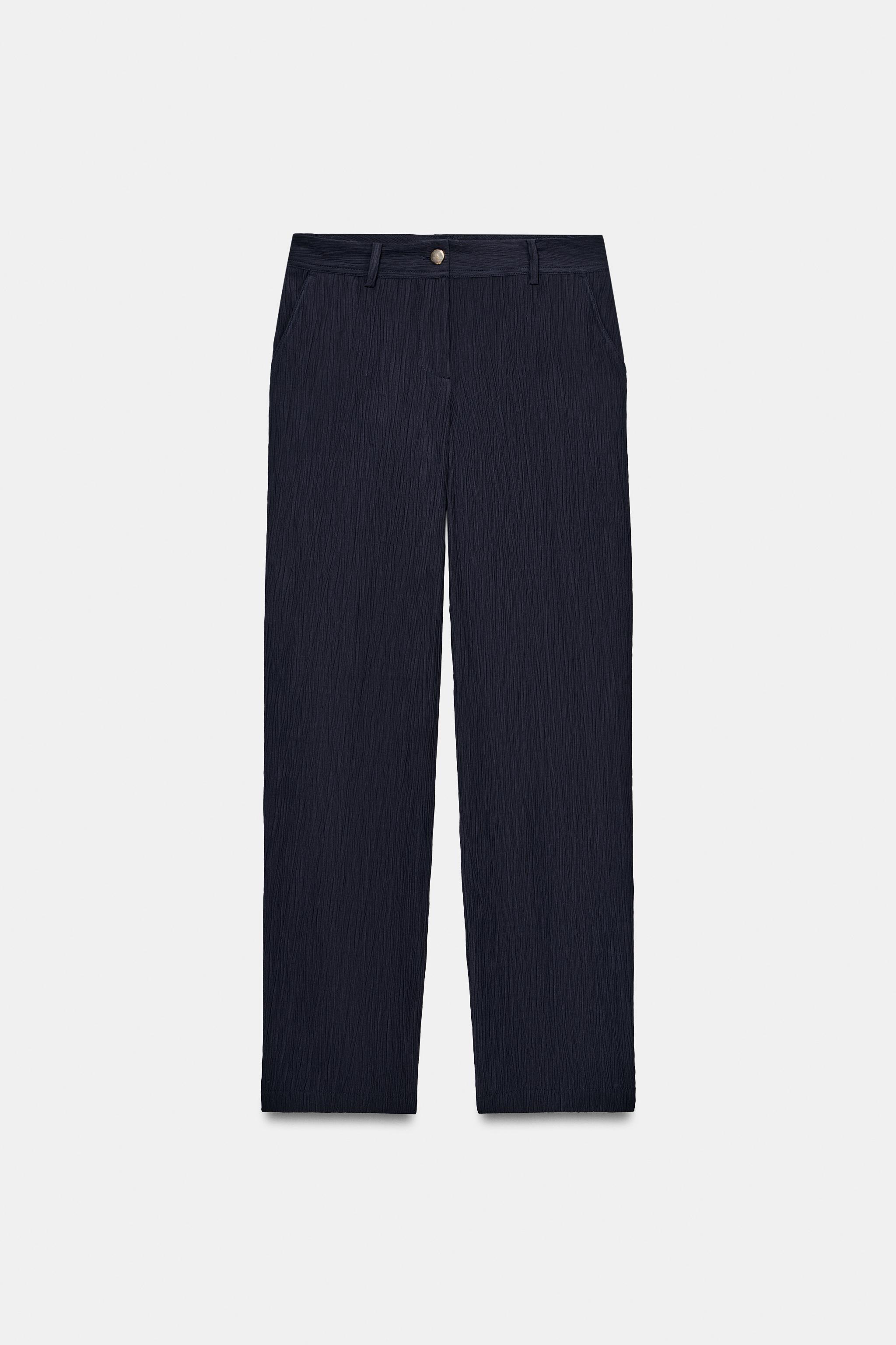 WRINKLED EFFECT STRAIGHT PANTS