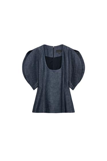 JEANSBLUSE MIT BALLONÄRMELN ZW COLLECTION - Blau von Zara