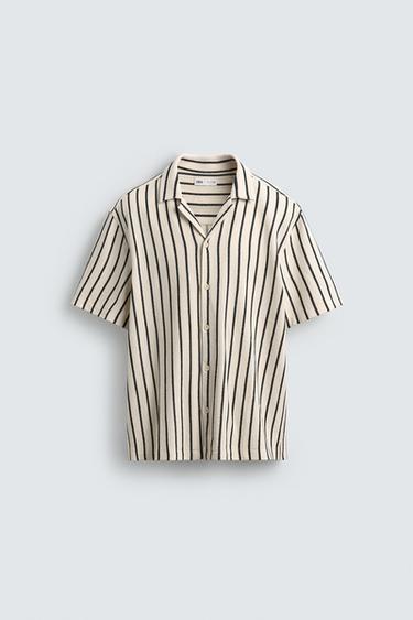 TEXTURED SHIRT - Ecru / Black by Zara