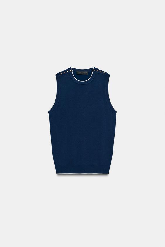BUTTON KNIT JUMPER - Navy blue by Zara - Image 0