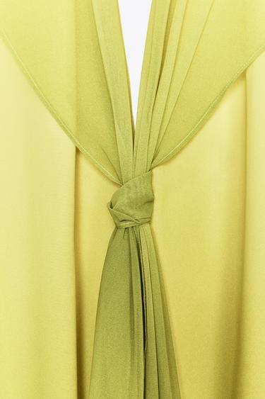 ROBE LONGUE NŒUD IMPRIMÉ - Verts de Zara - Image 8