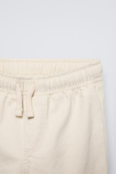 PANTALON STRAIGHT EN SERGÉ AVEC CORDONS - Écru de Zara - Image 2