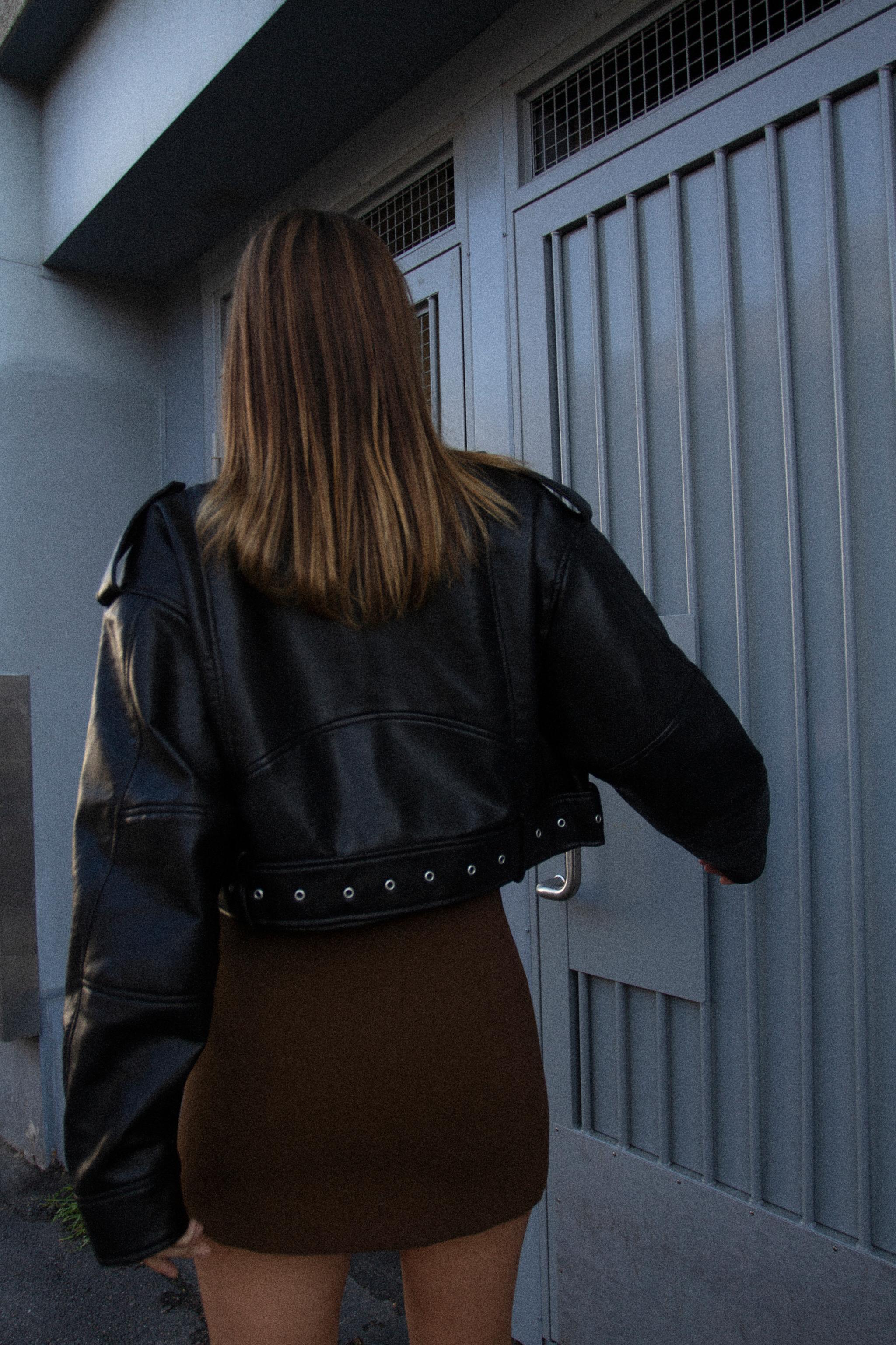 美品】ZARA ザラ フライトジャケット黒 レザー ジャケット ボア