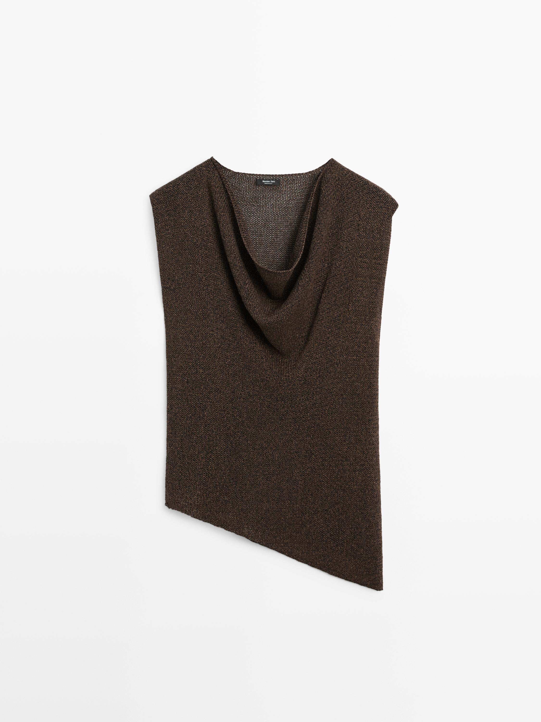 Asymmetric cowl neck top — Chocolate