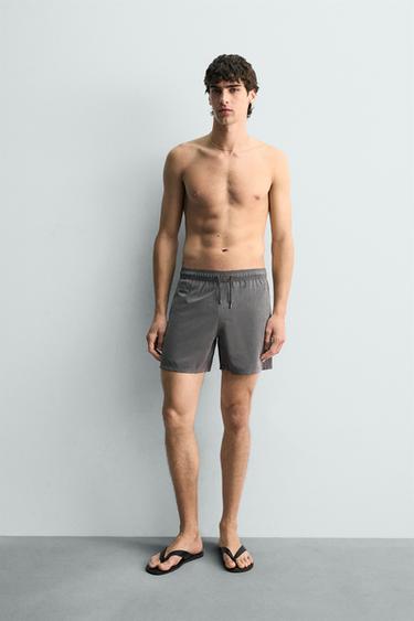 SWIMMING TRUNKS WITH METAL EYELETS - Grey by Zara - Image 0