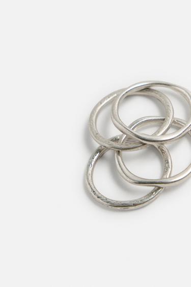 IRREGULAR RINGS PACK OF 4 - Silver by Zara - Image 4