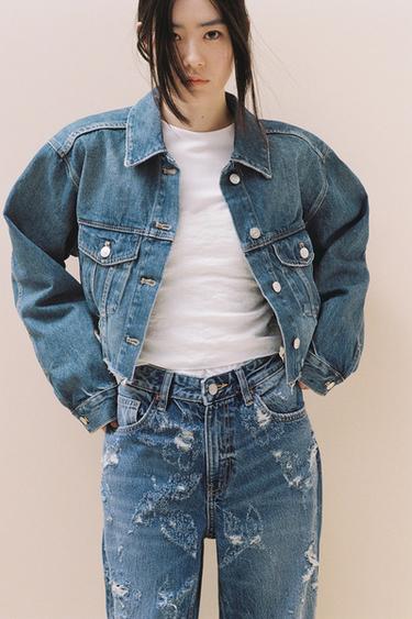 TRF クロップドデニムジャケットブルーZaraのTRF クロップドデニムジャケット - ブルー 