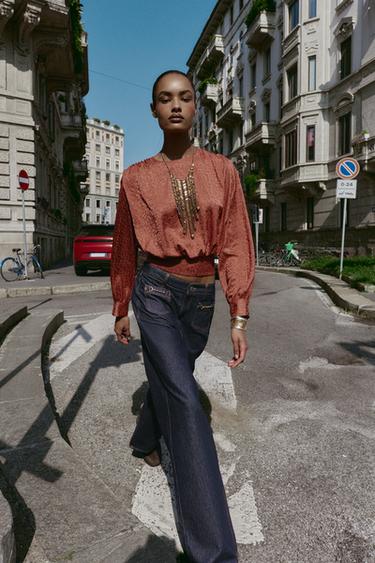 JACQUARD BALLOON TOP - MARSALA by Zara - Image 0